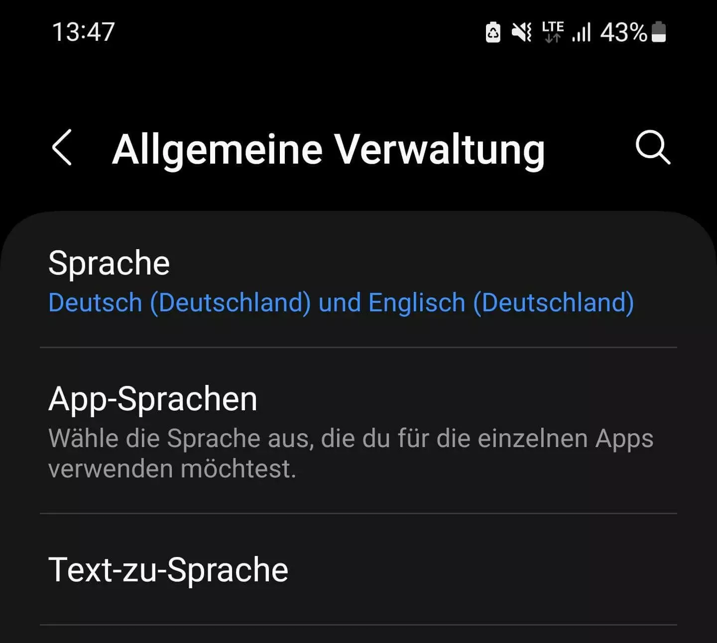 Allgemeine Verwaltung in Android