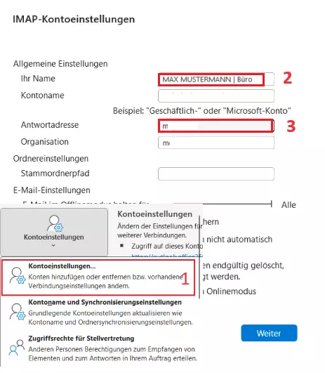 Outlook-Absender ändern: Account-Bezeichnungen ändern