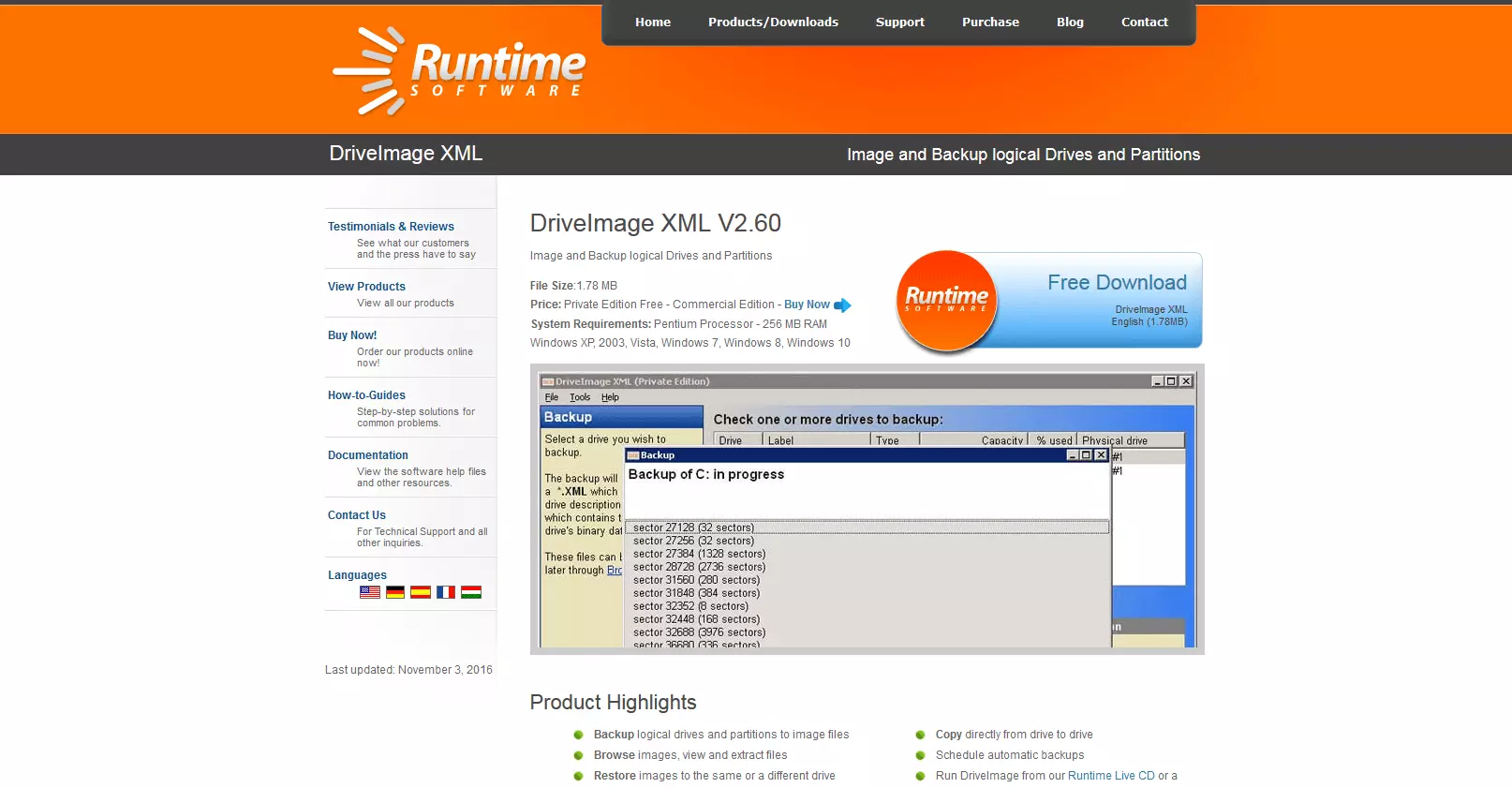 Produkt-Website: DriveImage XML 2.60