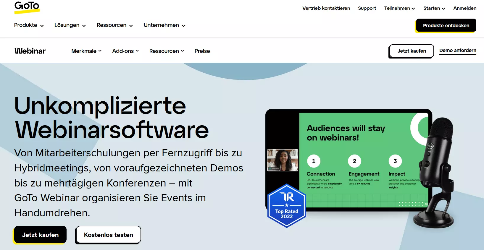 Homepage von GoToWebinar