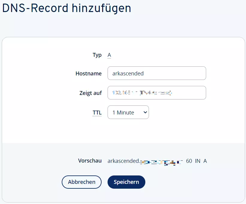 A-Record bei IONOS hinzufügen