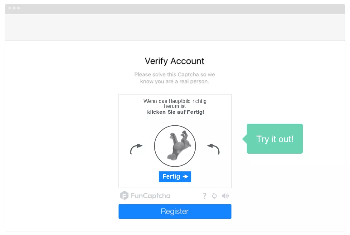 Beispiel eines FunCaptcha
