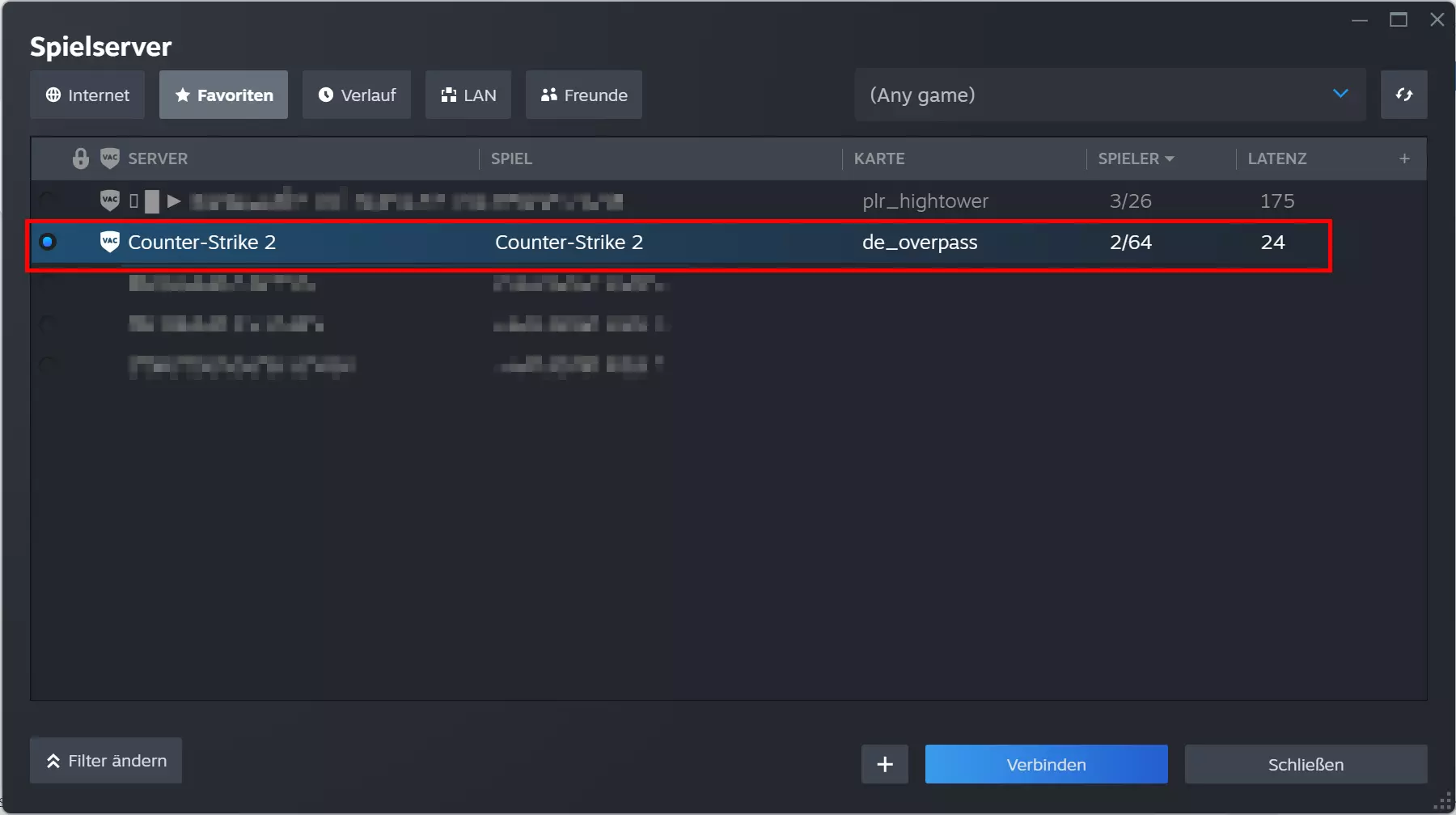 CS2-Server-IP und -Port speichern