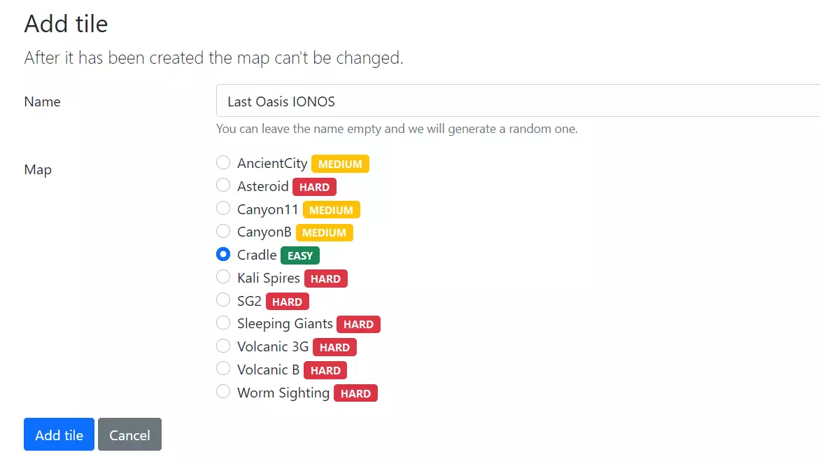 Last Oasis MyRealm: Map-Auswahl