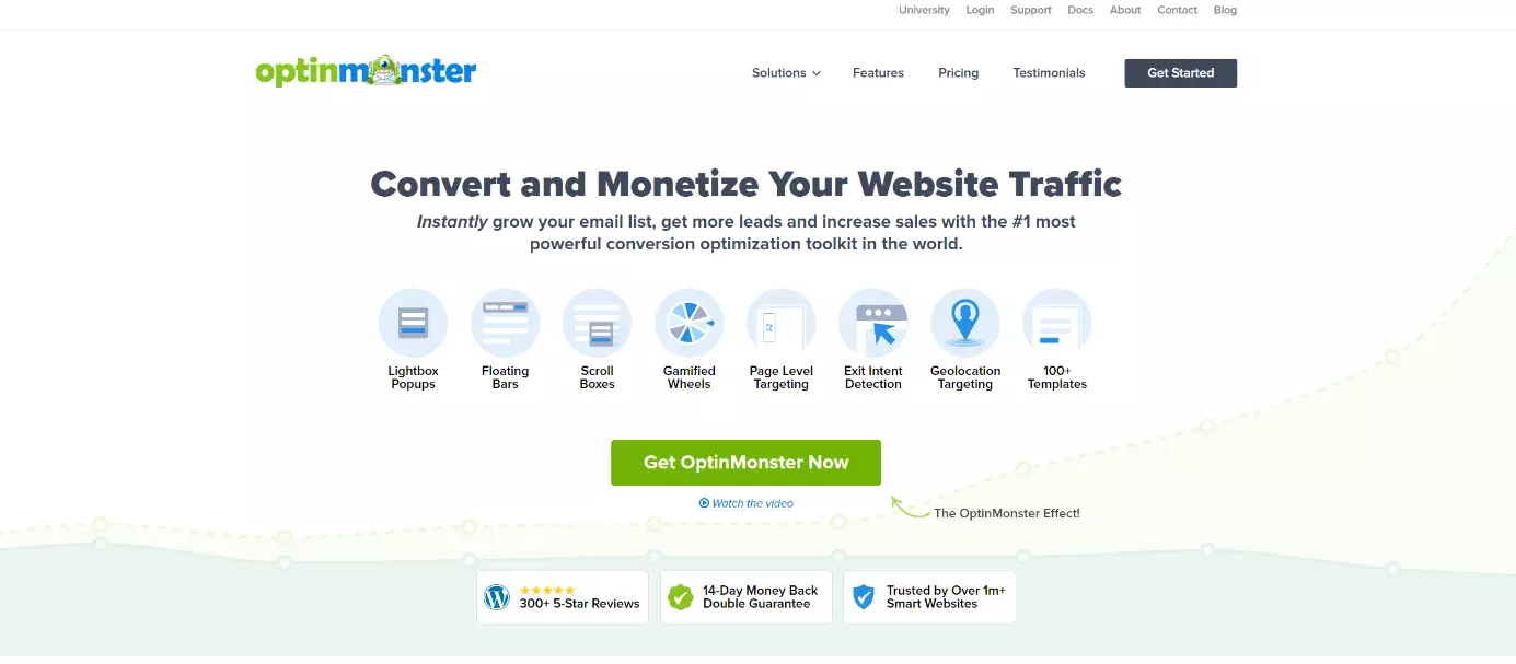 Homepage des WordPress-Premium-Plugins OptinMonster