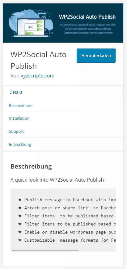 „WP2Social Auto Publish“ auf wordpress.org