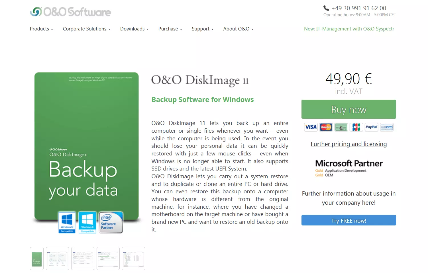 Produkt-Website: O&O DiskImage Professional 11.0