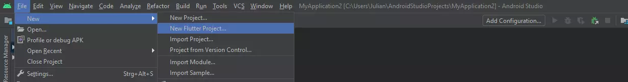 Android Studio: Neues Flutter-Projekt erstellen