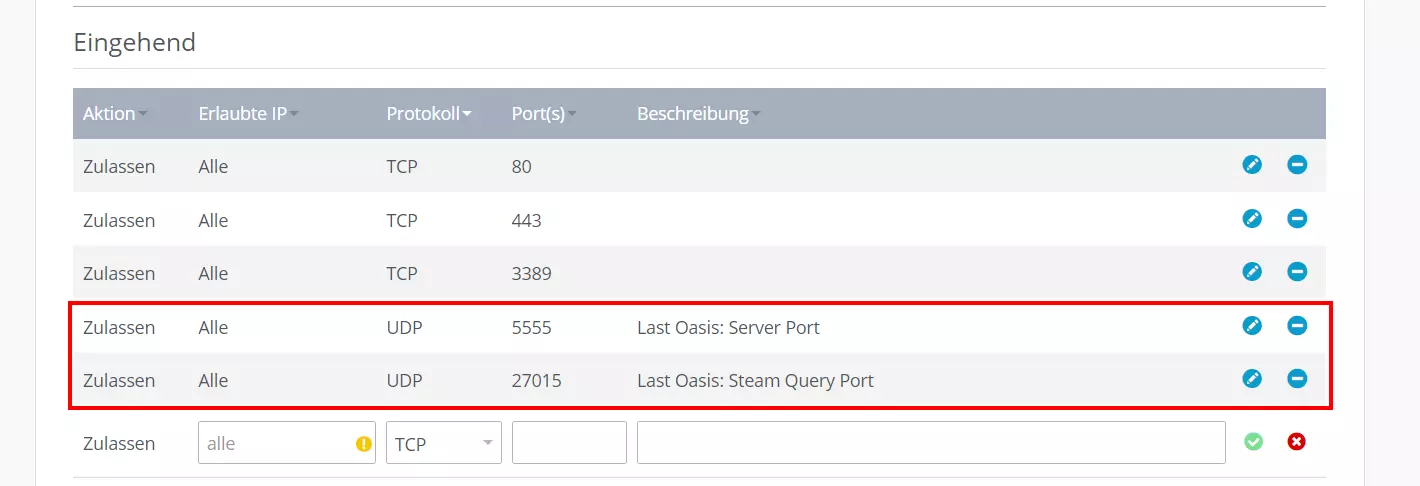 Last-Oasis-Server: Port-Freigabe im IONOS Cloud Panel