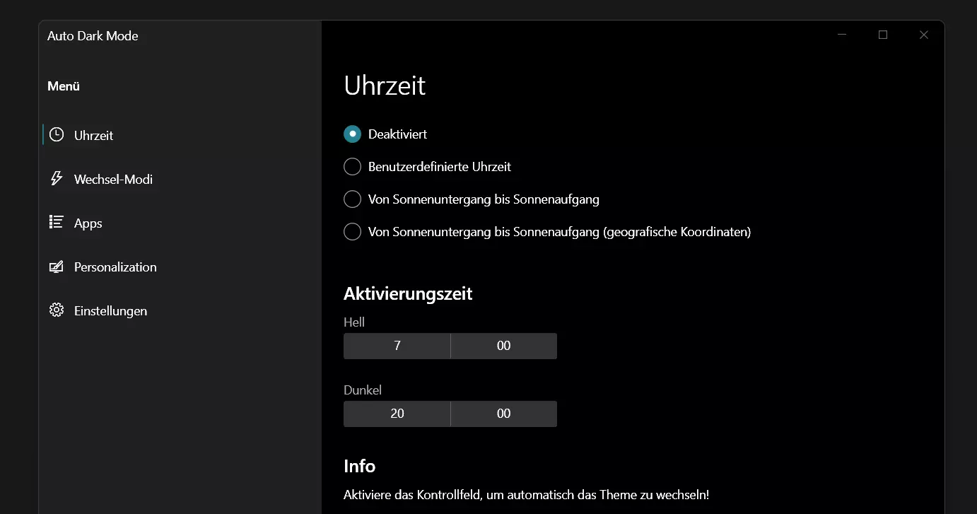 Screenshot von Auto Dark Mode