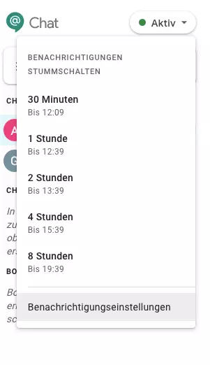 Google Chat Benachrichtigungseinstellungen