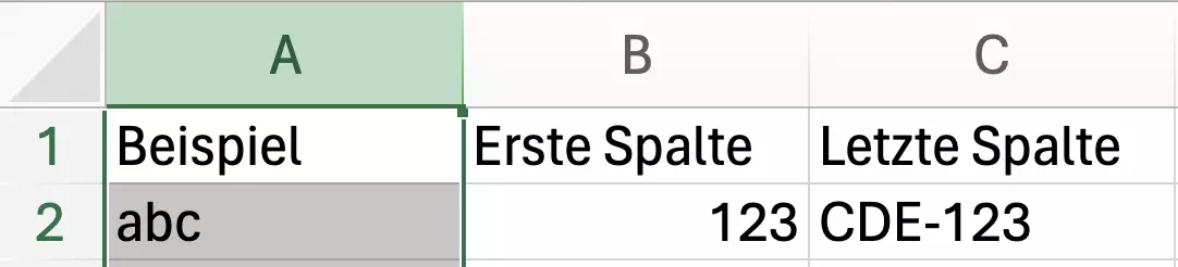 Excel: Spalte auswählen