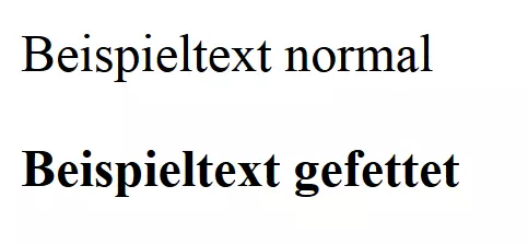 Normale und gefettete Schrift im Vergleich