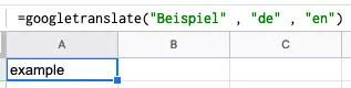 Google-Translate-Formel mit Text in der Formel