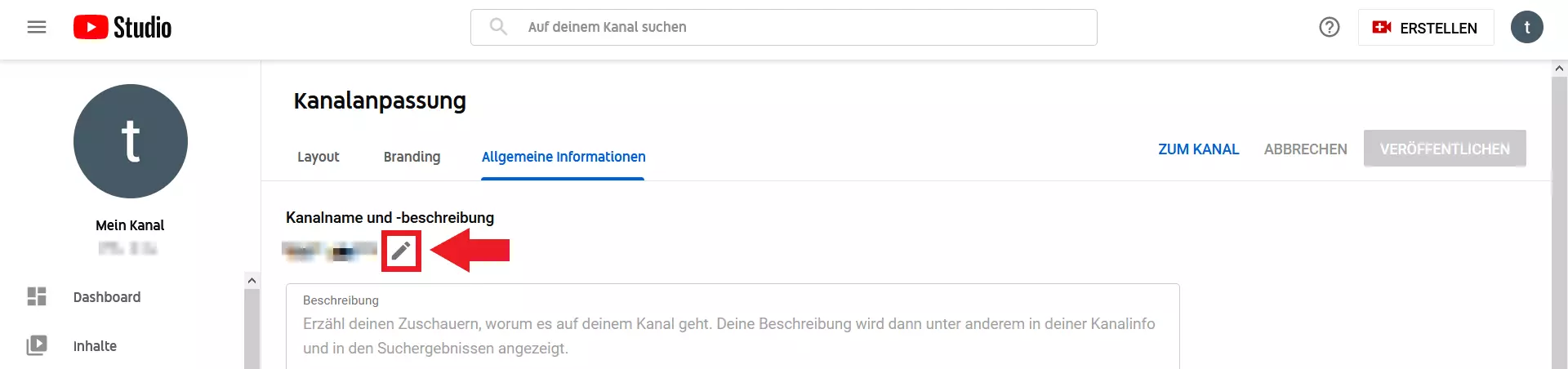 YouTube Kanal: Name ändern