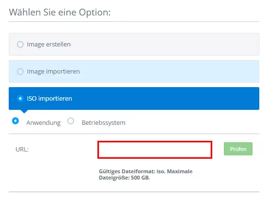 ISO importieren im IONOS Cloud Panel