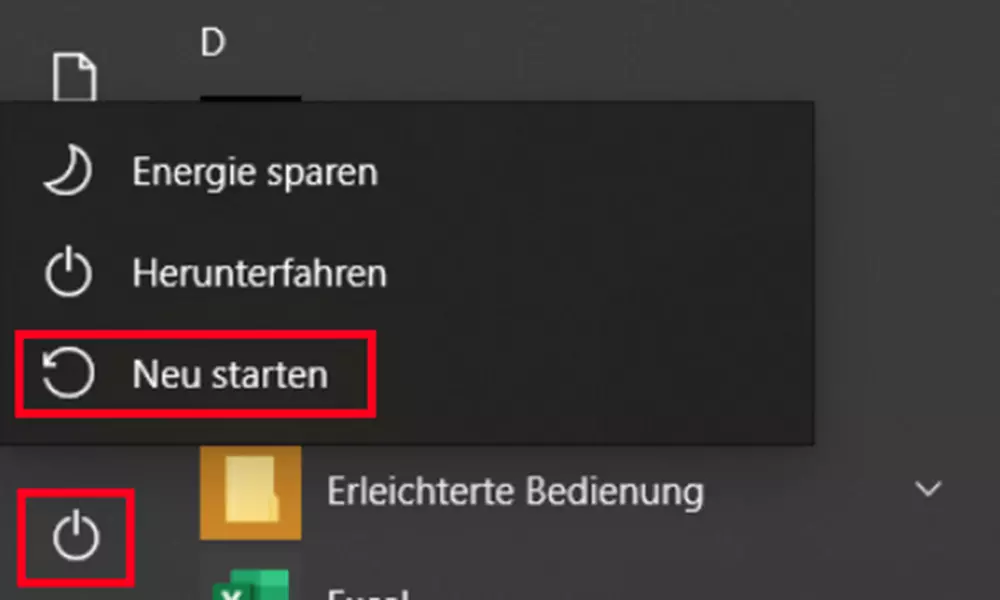 Screenshot Windows 10 Neu starten