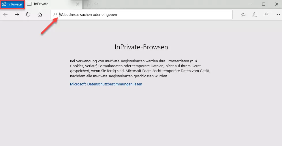 InPrivate surfen bei Microsoft Edge