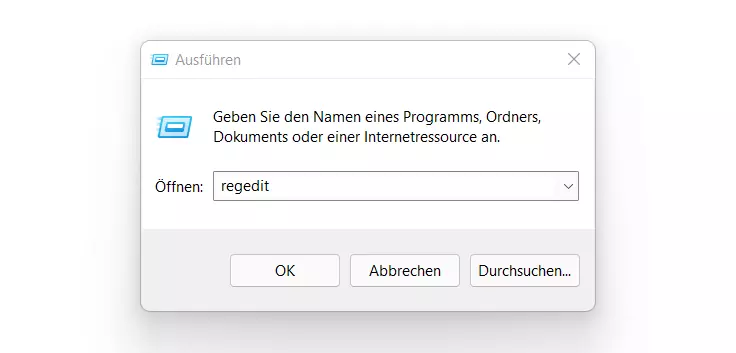 Registry-Editor öffnen über „Ausführen“